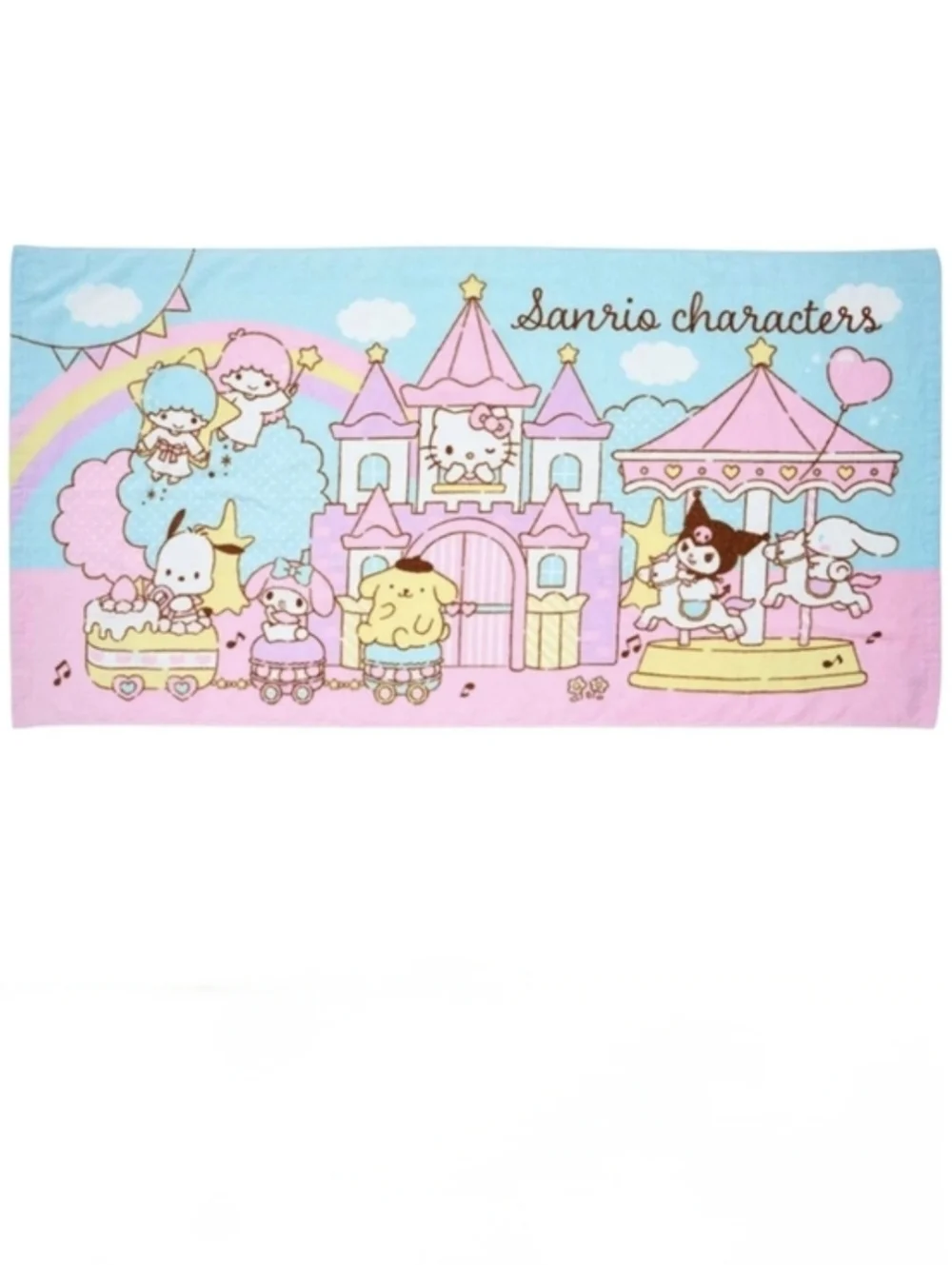 Sanrio Characters Castle Amusement park Theme Pastel Bath Towel